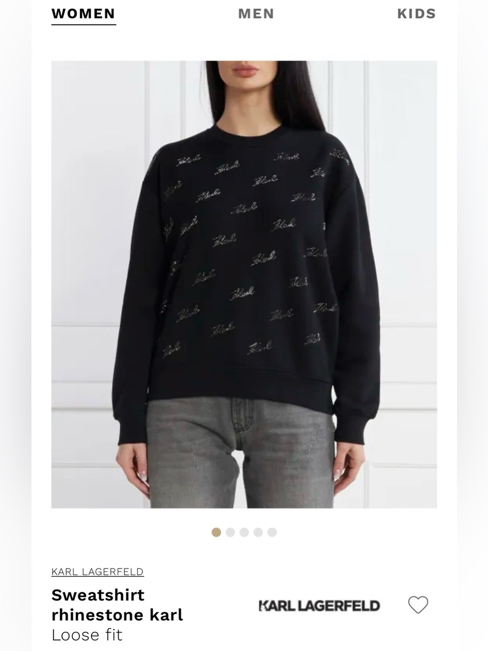 🖤Karl Lagerfeld Black Crewneck Sweatshirt with Rhinestone Script Logos